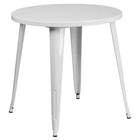 30'' Round White Metal Indoor-Outdoor Table Set with 4 Vertical Slat Back Chairs [CH-51090TH-4-18VRT-WH-GG]-White Powder Coat Finish