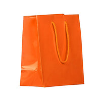 Jam Paper Glossy Gift Bags with Rope Handles - Medium - 8" x 4" x 10" - Orange - 100 Pack-Color: Orange Glossy