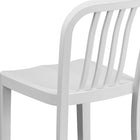 Flash Furniture 24" High White Metal Indoor-Outdoor Counter Height Stool with Vertical Slat Back-Footrest