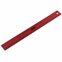 JAM Paper Stainless Steel Ruler with Non-Skid Backing - 12" - Red - 12 Pack-Color: Red Stainless Steel