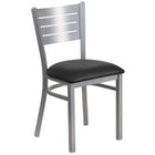 Flash Furniture HERCULES Series Silver Slat Back Metal Restaurant Chair - Black Vinyl Seat-500 lb. Weight Capacity