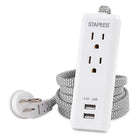 Staples 53053 2-USB and Outlet 6ft Braid Extension Cord - Grey-2 AC outlets extension cord