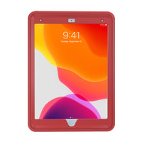 CTA Digital Protective Case with Rotatable Grip Kickstand for 10.2" iPad Gen 7 and 8, Air 3 and 10.5" Pro - Red-Impact resistant hard case shields iPad from drops, falls and collisions
