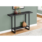 Monarch Specialties 2861 Accent Table - 48"L/Black Reclaimed Wood-Look/Black-Thick, wide tabletop and smaller lower shelf in a black reclaimed wood-look finish for a rustic appeal