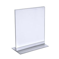 Azar Displays 11" x 8.5" Vertical/Horizontal Double Foot Acrylic Sign Holder, Clear (102714)-Clear acrylic