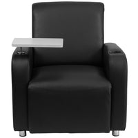 Flash Furniture Black Leather Guest Chair with Tablet Arm, Chrome Legs & Cup Holder-Contemporary Style