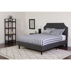 Flash Furniture Brighton King Size Tufted Upholstered Platform Bed with Pocket Spring Mattress - Dark Grey Fabric-Arched Headboard