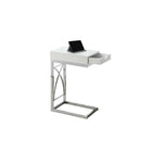 Monarch Specialties 3170 Accent Table - Chrome Metal/Glossy White With A Drawer-24 x 10 x 16