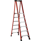Louisville Ladder 9' Industrial Extra Heavy-Duty Fibreglass Pro Platform Stepladder FXP1800 Series, Stainless Steel (FXP1806HD)-Nominal Height: 9'