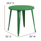 Flash Furniture 30" Round Green Metal Indoor-Outdoor Table-Top Size: 30" Round