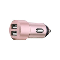Powerology Dual USB Metallic Rapid Car Charger 4A, Rose Gold-Charge 2 devices simultaneously