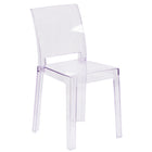 Flash Furniture Ghost Chair with Square Back in Transparent Crystal-Transparent Crystal Finish