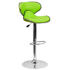 Flash Furniture Contemporary Cozy Mid-Back Green Vinyl Adjustable Height Barstool with Chrome Base-Mid-Back Design