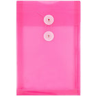 JAM Paper Plastic Envelopes with Button and String Tie Closure, Open End, 6.25 x 9.25, Fuchsia Pink Poly, 12 Pack (472B1FU)-Fuchsia