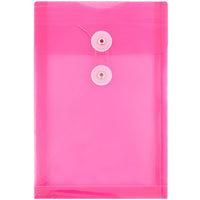 JAM Paper Plastic Envelopes with Button and String Tie Closure, Open End, 6.25 x 9.25, Fuchsia Pink Poly, 12 Pack (472B1FU)-Fuchsia