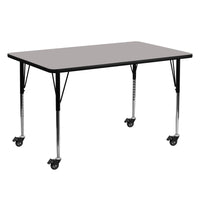 Flash Furniture Mobile 24"W x 60"L Rectangular Grey HP Laminate Activity Table - Standard Height Adjustable Legs-Popular Rectangular Activity Table