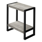 Monarch Specialties 2857 Accent Table - Grey Reclaimed Wood-Look/Black Metal-2-tier accent table with a thick, rectangular tabletop and fixed lower shelf in a grey reclaimed wood-look finish