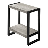 Monarch Specialties 2857 Accent Table - Grey Reclaimed Wood-Look/Black Metal-2-tier accent table with a thick, rectangular tabletop and fixed lower shelf in a grey reclaimed wood-look finish