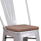 Flash Furniture 24" High Silver Metal Counter Height Stool with Back & Wood Seat-Silver Powder Coated Frame Finish