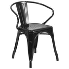 24'' Round Black Metal Indoor-Outdoor Table Set with 4 Arm Chairs (CH-51080TH-4-18ARM-BK-GG)-4
