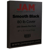 JAM Paper Matte Cardstock, 8.5" x 11", 80 lb, Smooth Black, 250 Pack (64429575b)-Smooth black