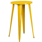 24'' Round Yellow Metal Indoor-Outdoor Bar Table Set with 2 Square Seat Backless Barstools (CH-51080BH-2-30SQST-YL-GG)-Metal