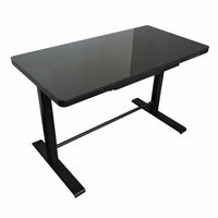Uncaged Ergonomics Rise Up Glass Electric Height Adjustable Sit/Stand Desk - Black-The front frame includes 2xUSB and 1xUSB-C charging port - perfect for phones, tablets, and other devices