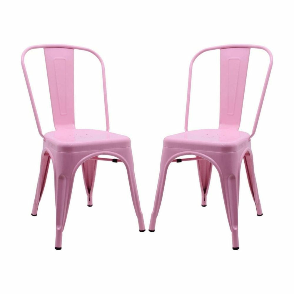Plata Import Tolix Armless Metal Chairs - Pink - 2 Pack | staples.ca