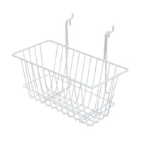 Wamaco Slatwall/Gridwall Wire Basket - 12" W x 6 " D x 6 " H - White - 2 Pack-Size: 12" W x 6" D x 6" H