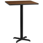 Flash Furniture 24" Square Walnut Laminate Table Top with 22" x 22" Bar Height Table Base-Bar Height Hospitality Table