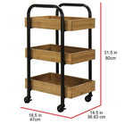 Oceanstar Portable Storage Cart With 3 Easy Removable Bamboo Trays (3SC1675)-2 locking and 2 unlocking casters for easy transportation