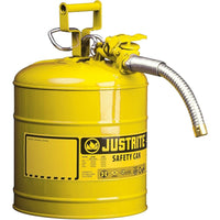 Justrite Type II AccuFlow Safety Cans, 5/8", Yellow-AccuFlow™ exclusive Safe-Squeeze® trigger mechanism allows for smooth flow and accurate pouring