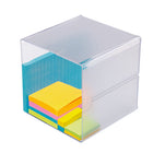 Deflecto Stackable Cube Organizer - 1 Compartment - Clear (350401)-Modular organizer stacks together with metal linking clips to create a custom system keeping cubes secure