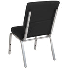 Flash Furniture HERCULES Series 18.5"W Stacking Church Chair in Black Fabric - Silver Vein Frame-Book Pouch on Back