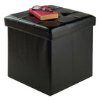 Winsome Ashford 15" x 15" Ottoman with Storage, Faux-Leather, Black (20415)-Rated for up to 200 lb