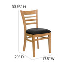 Flash Furniture HERCULES Series Ladder Back Natural Wood Restaurant Chair - Black Vinyl Seat-Mortise and Tenon Style Construction with metal wood screw reinforcements