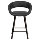 Flash Furniture Brynn Series 24" High Contemporary Cappuccino Wood Counter Height Stool - Black Vinyl - 2 Pack-Black Vinyl Upholstery
