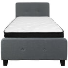 Flash Furniture Tribeca Twin Size Tufted Upholstered Platform Bed with Memory Foam Mattress - Dark Grey Fabric-Twin Platform Bed and Mattress Set