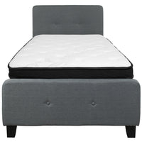 Flash Furniture Tribeca Twin Size Tufted Upholstered Platform Bed with Memory Foam Mattress - Dark Grey Fabric-Twin Platform Bed and Mattress Set
