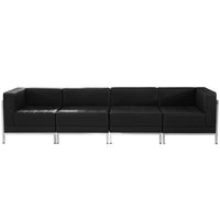 Flash Furniture HERCULES Imagination Series Black LeatherSoft 4 Piece Lounge Set-Contemporary Reception Set