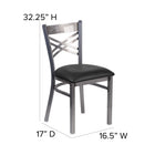 Flash Furniture HERCULES Series Clear Coated "X" Back Metal Restaurant Chair - Black Vinyl Seat-Curved Support Bars