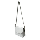 Nicci Medium Crossbody Bag with Front Flap - Light Grey-Inside zipper pocket and cell phone pocket