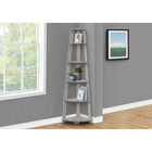 Monarch Specialties 2433 72"H Bookcase - Industrial Grey Corner Accent Etagere-Trendy industrial grey finish pairs effortlessly with any other style