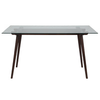 Flash Furniture Meriden 31.5" x 55" Rectangular Solid Espresso Wood Table with Clear Glass Top-Contemporary Style