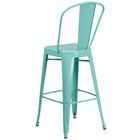 Flash Furniture 30" High Mint Green Metal Indoor-Outdoor Barstool with Back-Drain Holes in Seat