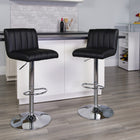 Flash Furniture Contemporary Black Vinyl Adjustable Height Barstool with Vertical Stitch Back/Seat & Chrome Base-Height Adjustable Seat with Gas Lift