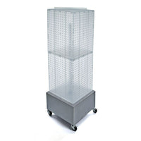 Azar Displays 40" x 14" x 14" Wheeled 4-Sided Interlocking Pegboard Floor Display, Clear (701415-CLR)-Sign holder strip is included