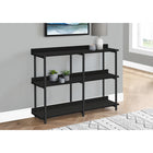 Monarch Specialties 2219 48"L Accent Table - Black/Black Metal Hall Console-3 identical shelves providing a symmetrical display piece
