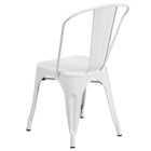 Flash Furniture White Metal Indoor-Outdoor Stackable Chair-Curved Back with Vertical Slat