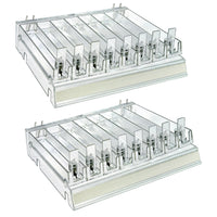 Azar Clear 8 Compartment Divider Bin Cosmetic Tray with Pushers - 2 Pack-Sold in Packs of: 2